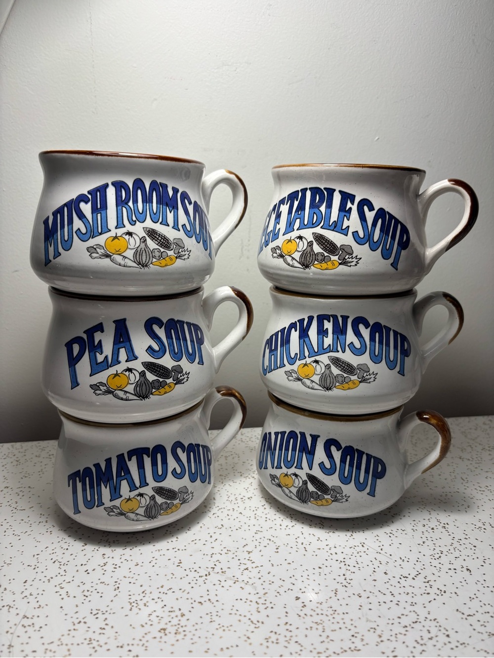 Set of 6 vintage Festival stoneware soup bowls made in Korea